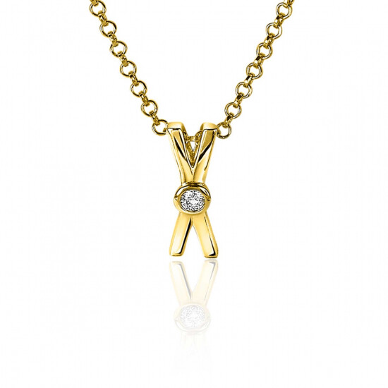 ZINZI Gold Plated Sterling Silver Pendant X-Shape White Zirconia ZIH2194Y (excl. necklace)