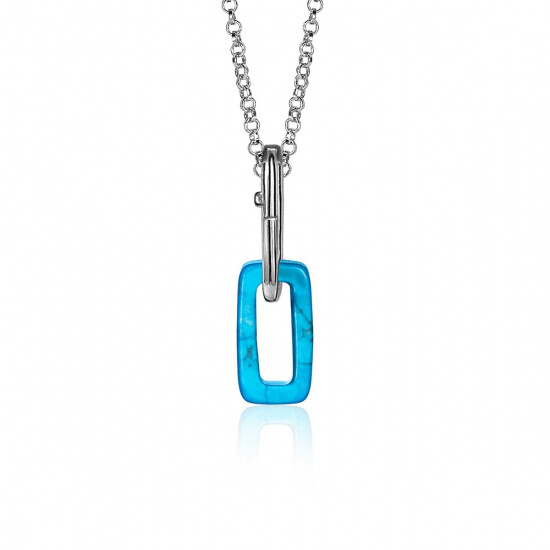 ZINZI zilveren hanger met ovale turquoise howliet edelsteen ZIH2237 (zonder collier)
