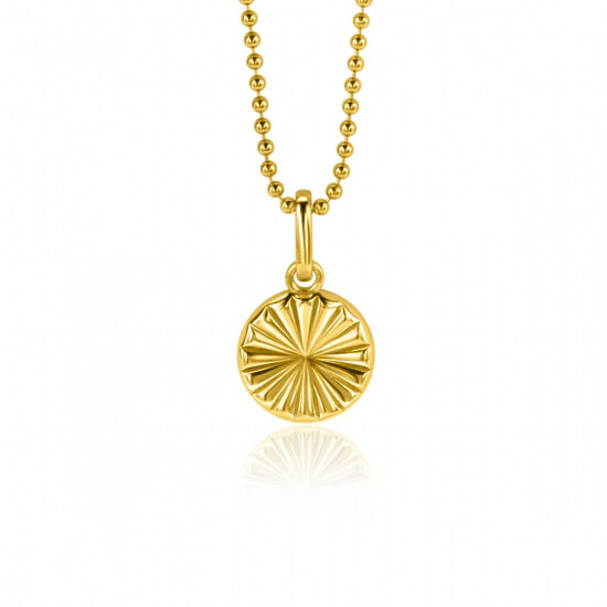 10mm ZINZI Gold Plated Sterling Silver Pendant Coin with Sunbeams ZIH2296S (excl. necklace)