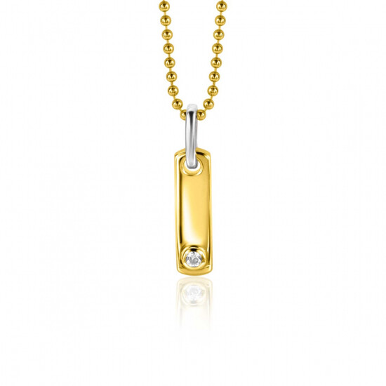 20mm ZINZI Gold Plated Sterling Silver Pendant Bar White Zirconia ZIH2298 (excl. necklace)