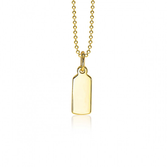 ZINZI Gold Plated Sterling Silver Pendant Flat Rectangle Bar ZIH2344G (excl. necklace)