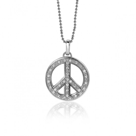 ZINZI Sterling Silver Peace Pendant 22mm with White Zirconias ZIH662