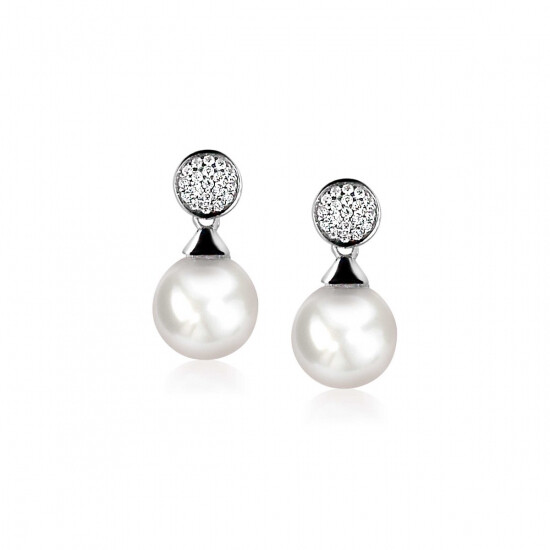 ZINZI Sterling Silver Pearl Stud Earrings White ZIO1151