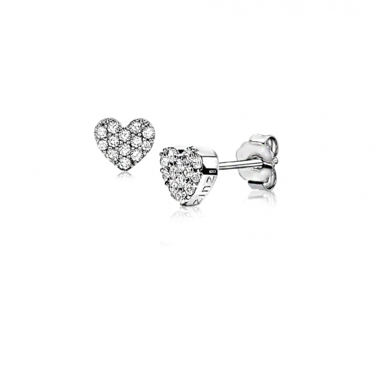 6mm ZINZI Sterling Silver Stud Earrings Heart White ZIO1378Z