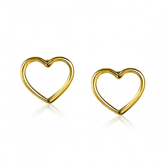 8mm ZINZI Gold Plated Sterling Silver Stud Earrings Heart ZIO1630G