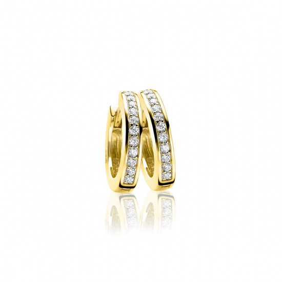 17mm ZINZI Gold Plated Sterling Silver Hoop Earrings White Zirconias 17x3mm ZIO186Y