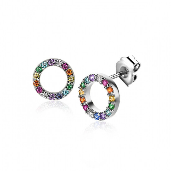 8mm ZINZI Sterling Silver Stud Earrings Rainbow ZIO2170