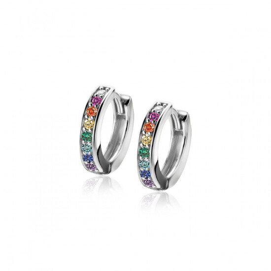 15mm ZINZI Sterling Silver Hoop Earrings Rainbow width 3mm ZIO2172CR