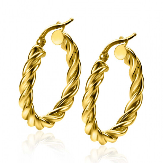26mm ZINZI Gold Plated Sterling Silver Hoop Earrings with Twisted Tube width 4mm ZIO2281G