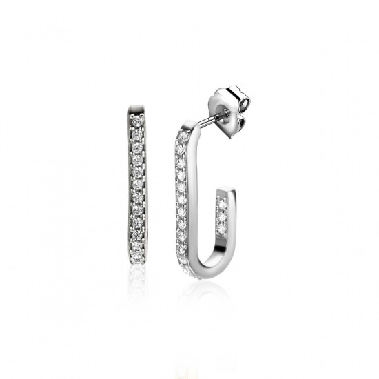 20mm ZINZI Sterling Silver Earrings with Oval Shape Set with White Zirconias ZIO2310