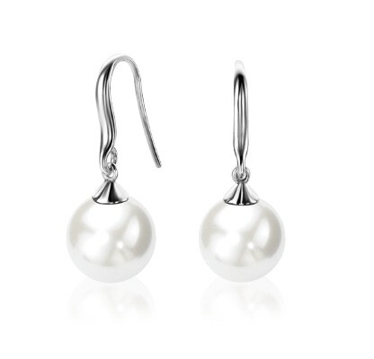 ZINZI Sterling Silver Drop Earrings Pearl White ZIO266