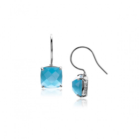 24mm ZINZI Sterling Silver Drop Earrings Square Turquoise ZIO623T