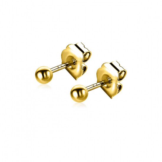 3mm ZINZI Gold Plated Sterling Silver Stud Earrings Bead ZIO805G