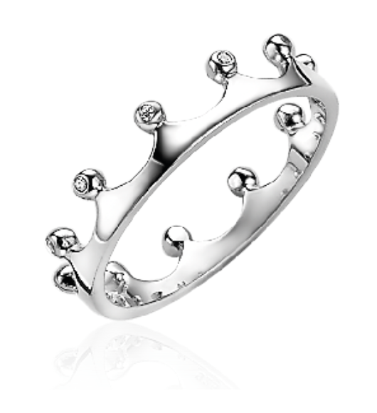 ZINZI Sterling Silver Ring Crown White Zirconias ZIRBF14