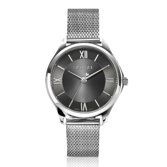 ZINZI Classy Mini Watch 30mm Grey Dial Stainless Steel Case and Mesh Strap ZIW1224M