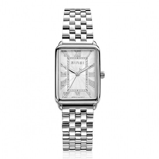 ZINZI Elegance Watch White Dial and Rectangular Case Stainless Steel Chain Strap 28mm  ZIW1906