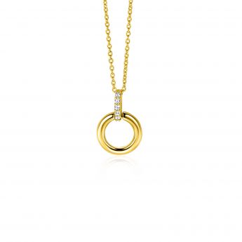 12mm ZINZI Gold 14 ct gold round pendant with a luxurious eye