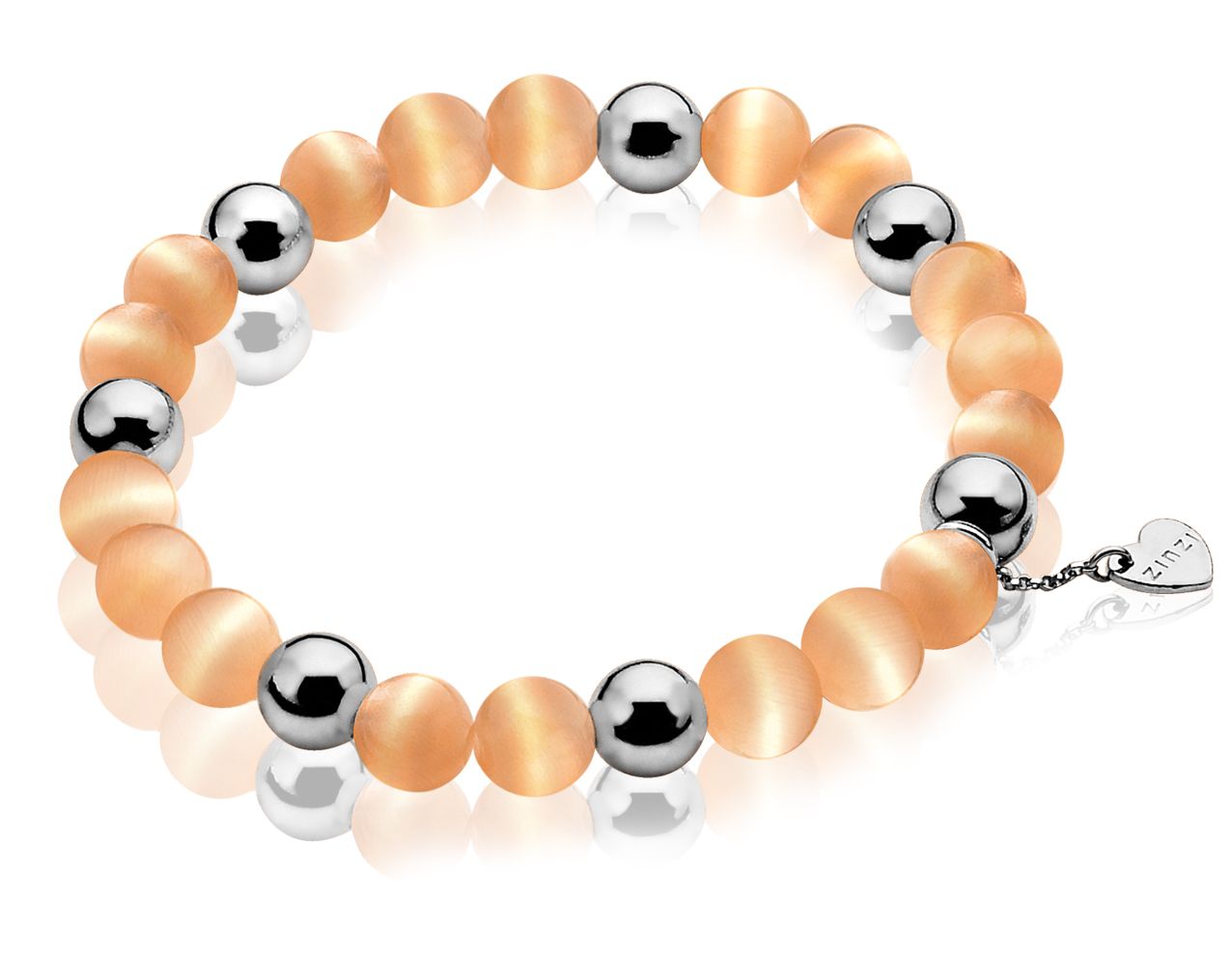ZINZI Stretch Bracelet One-size Orange Cat's Eye for Charms CH-A21K