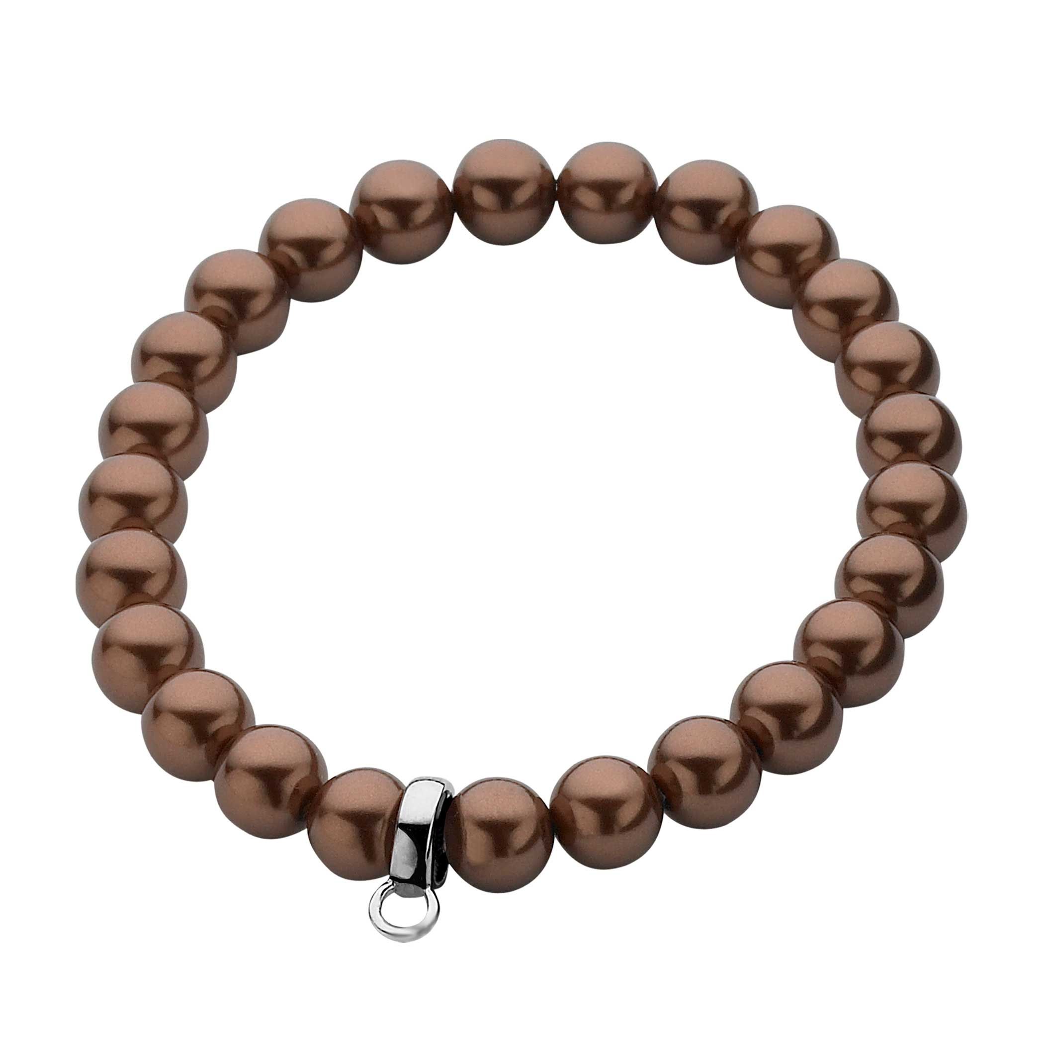 ZINZI Stretch Bracelet One-size Brown Pearls for Charms CH-A20B