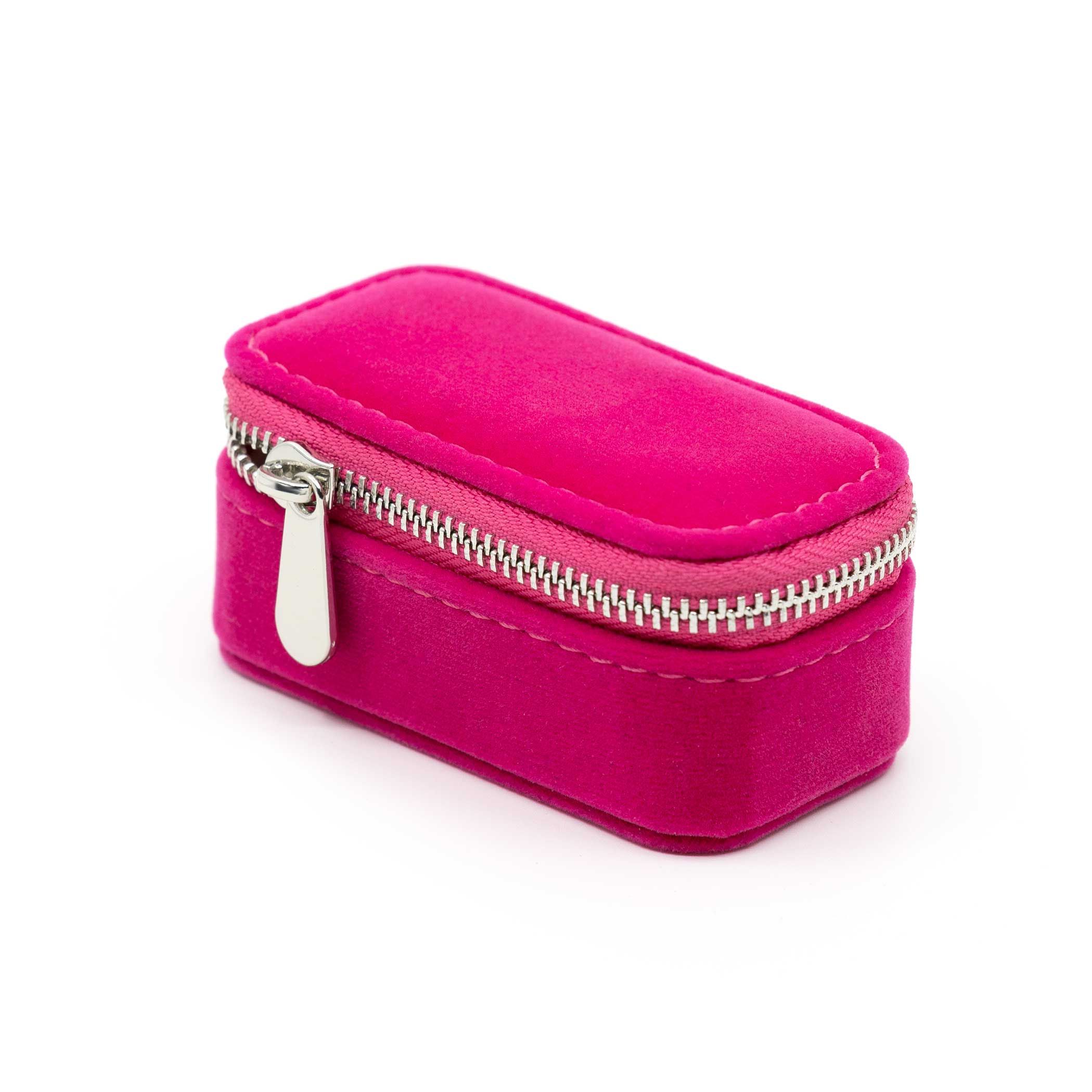 Zinzi storage box in pink suede with zipper closure, nice convenient size