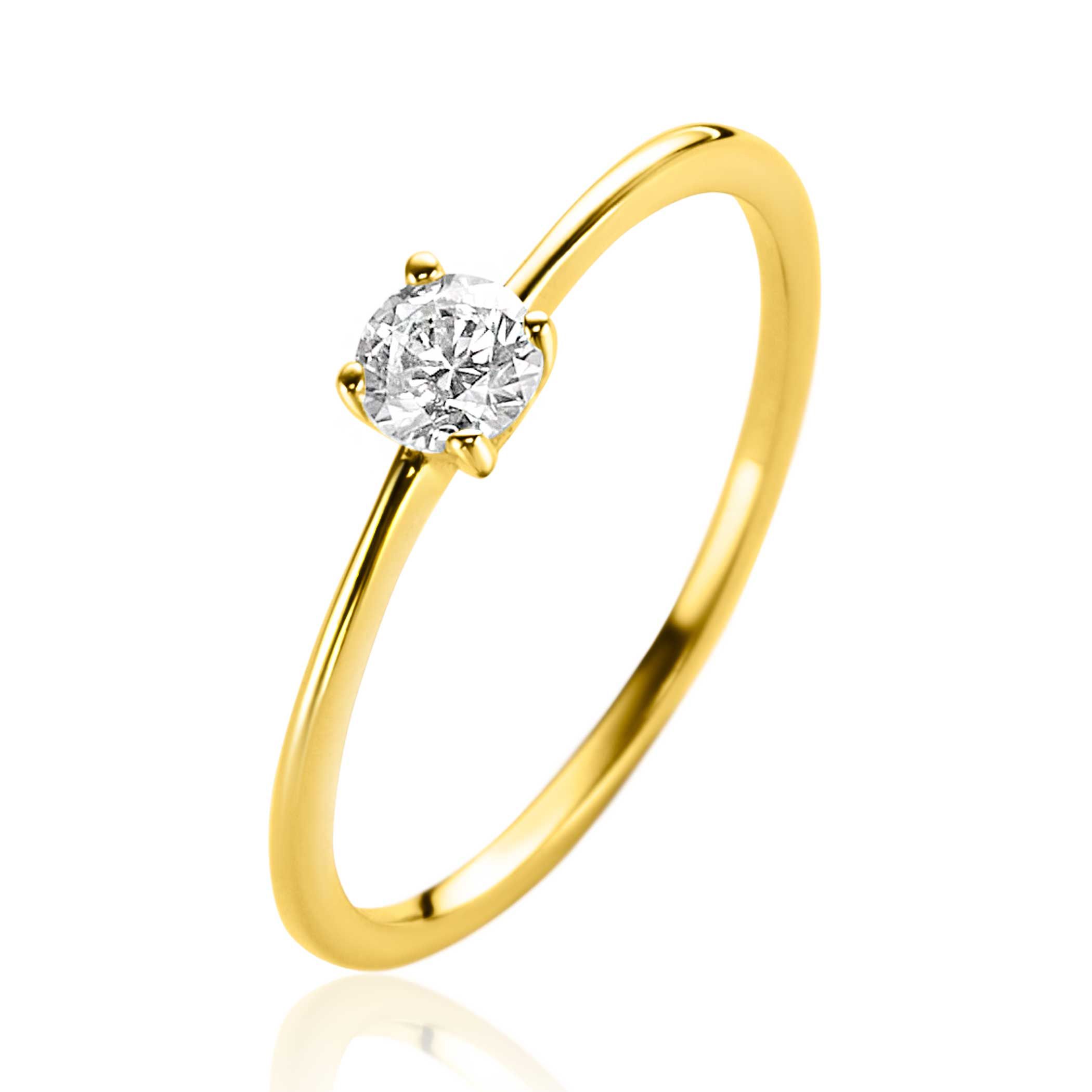 ZINZI 14K Gold Ring Square White Zirconia 4mm ZGR385