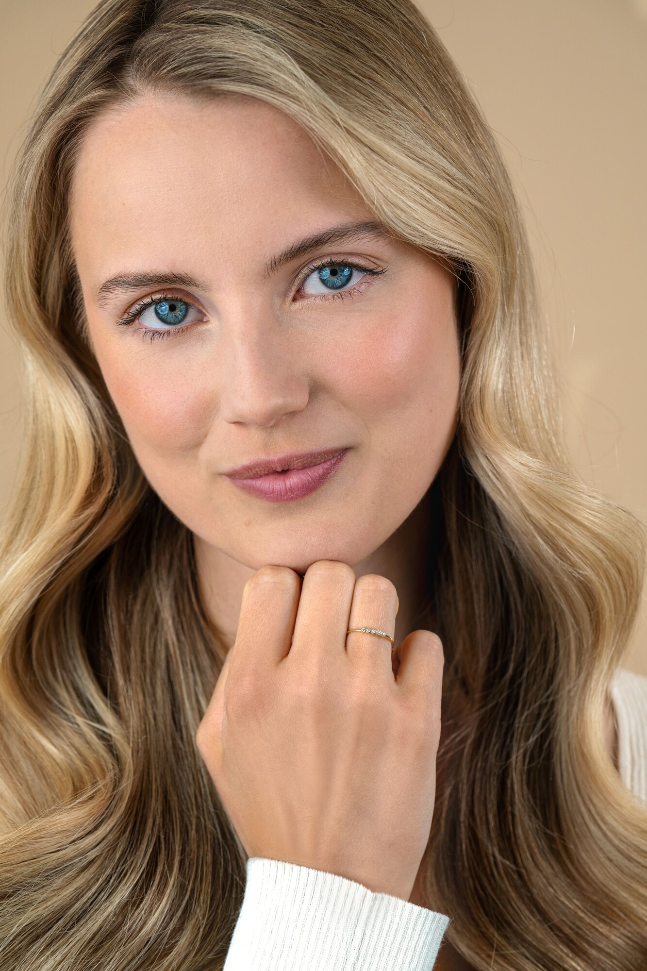 ZINZI Gold 14 ct gold stacking ring set with five round white cubic zirconias ZGR532