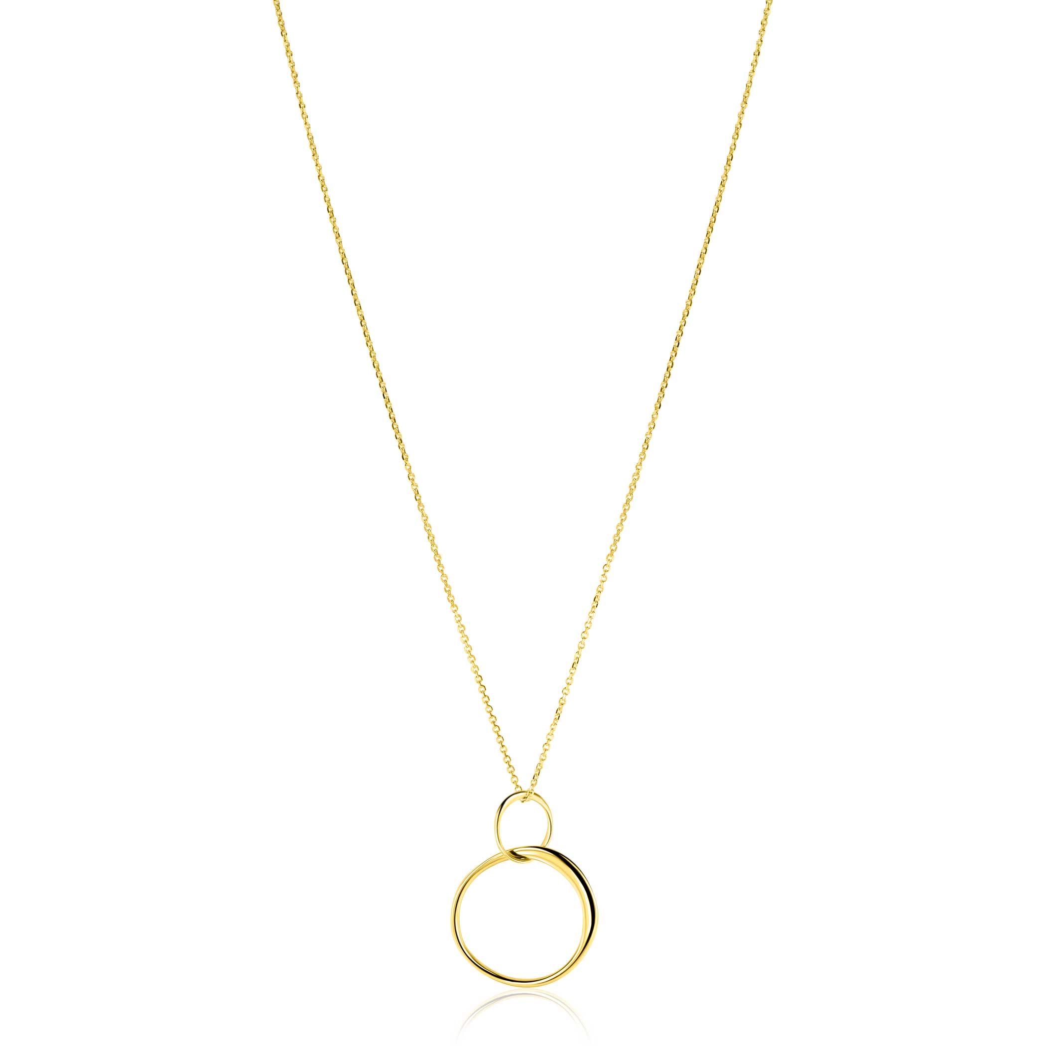 ZINZI GOLD collier met verbonden 2 rondjes hanger
