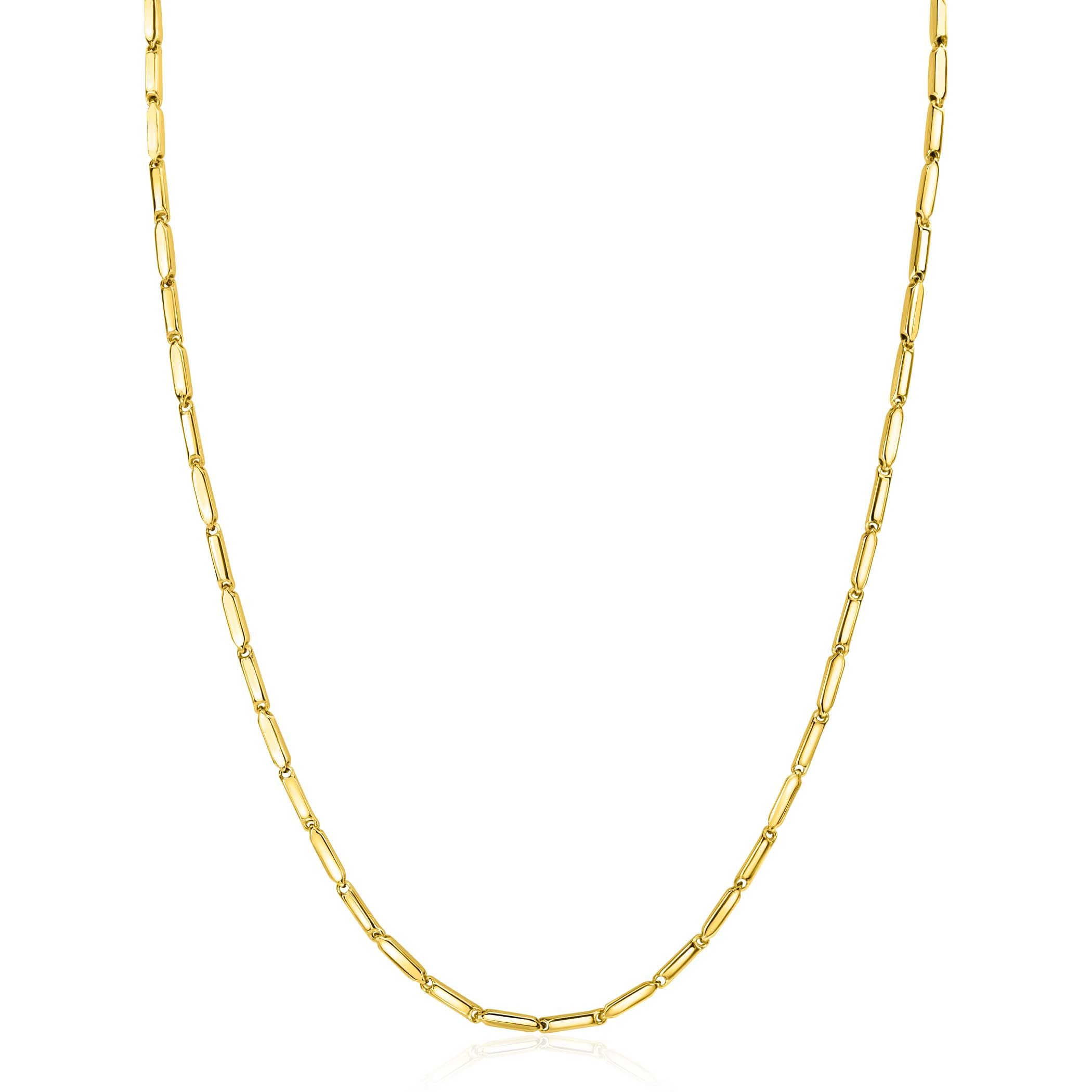 ZINZI 14K Gold Necklace Rectangular Bars Square Tube 2mm width 43cm ZGC452