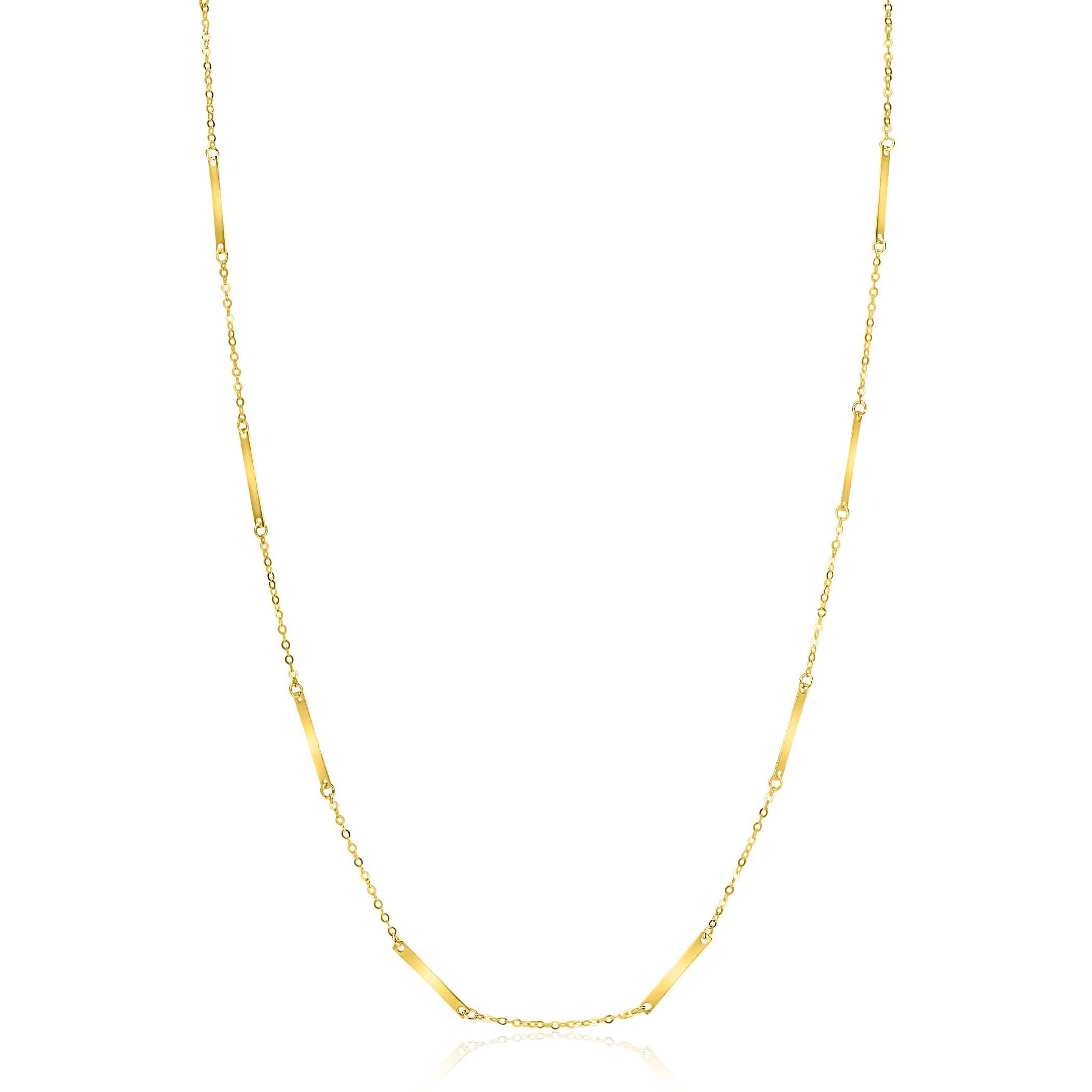 ZINZI Gold 14 karat gold fine link chain necklace with 13 long smooth plates 45cm ZGC490
