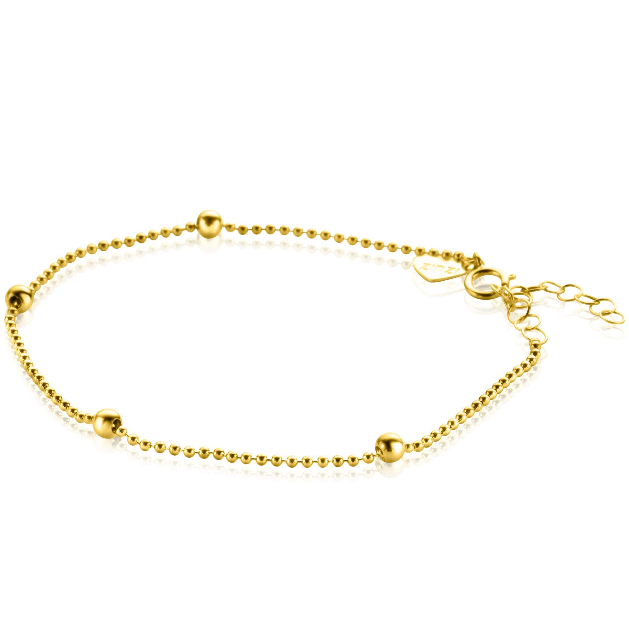 ZINZI 14K Gold Bead Bracelet 3mm width 16-19cm ZGA311