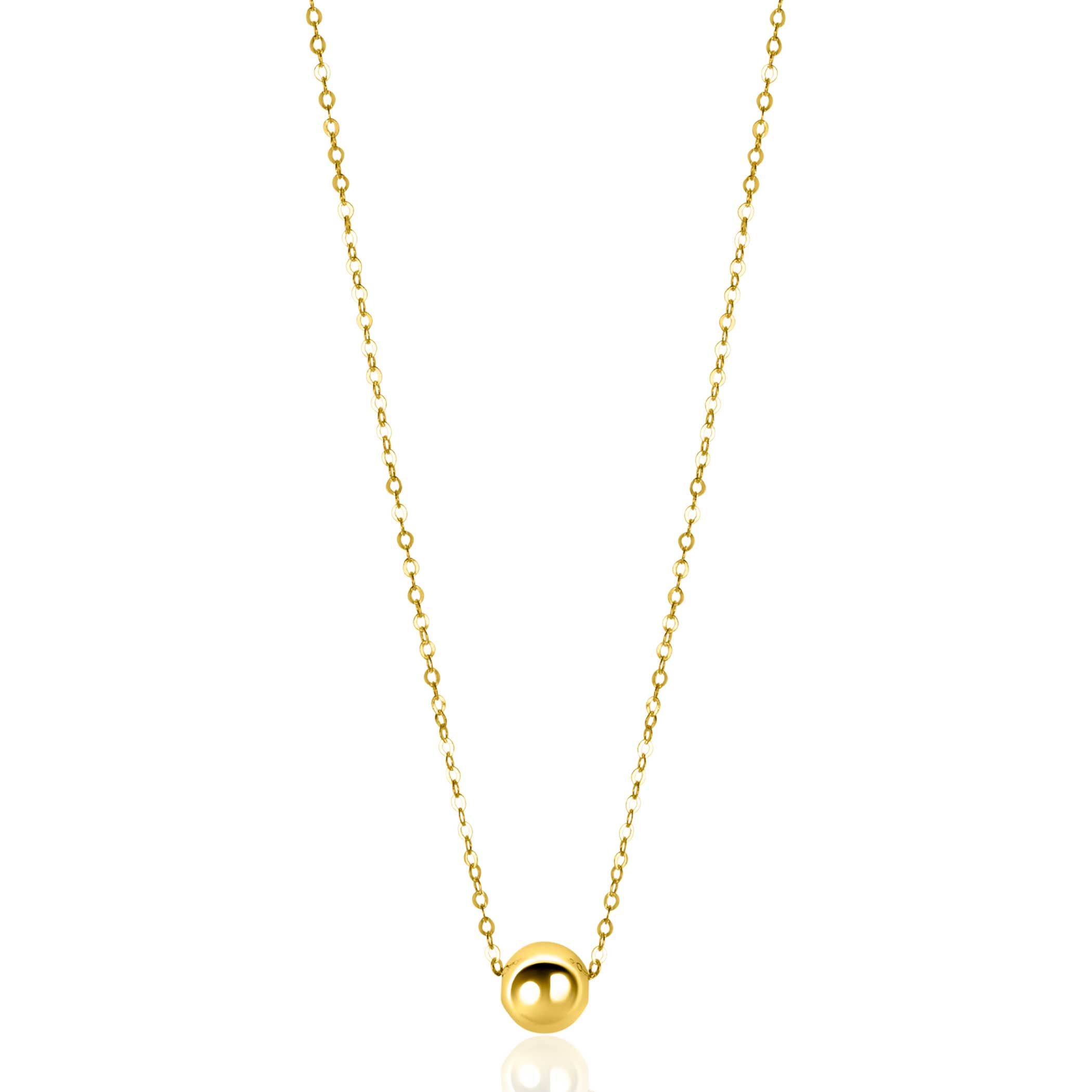 ZINZI Gold 14 carat gold link necklace with elegant smooth bead of 6mm, 42-45cm ZGC505
