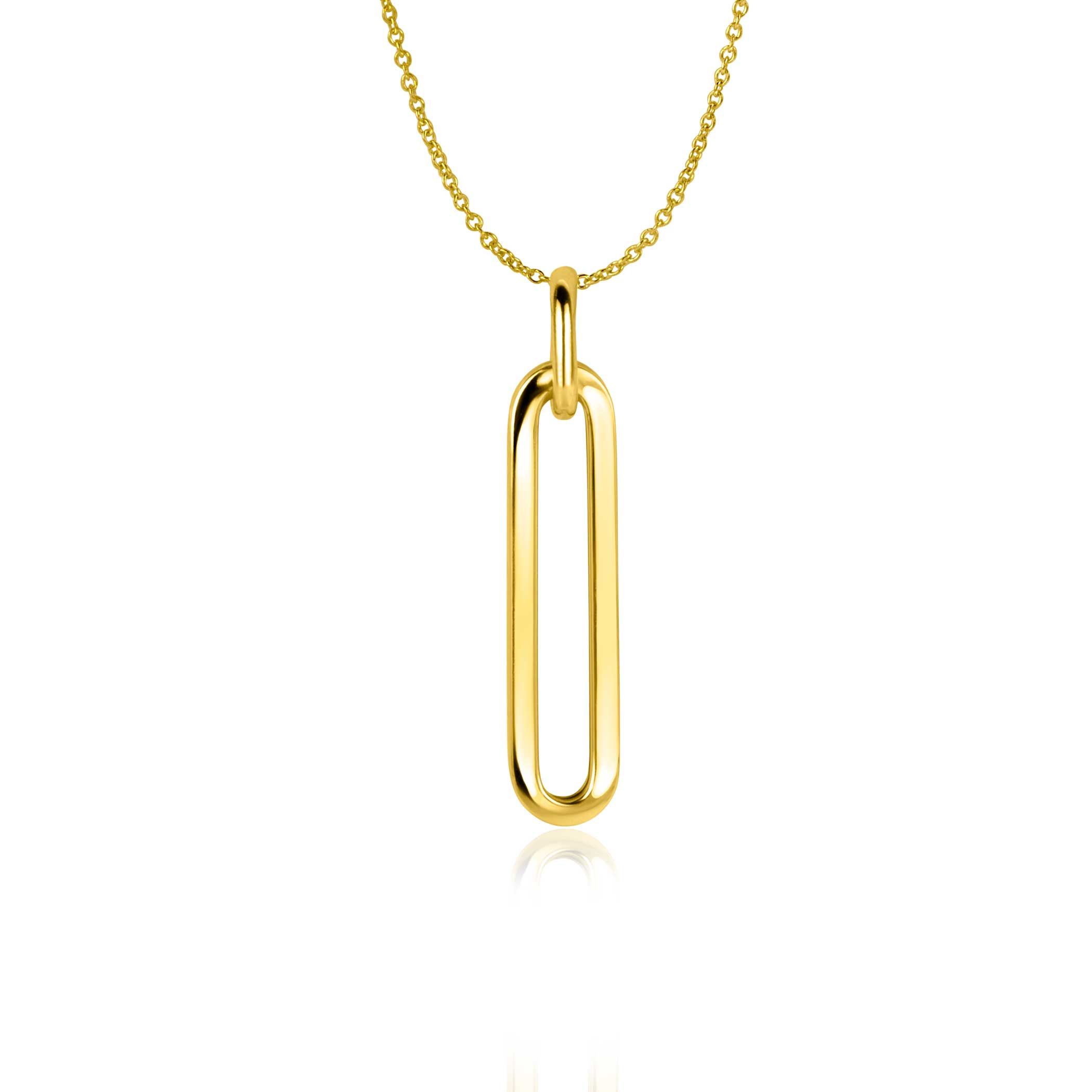 ZINZI 14K Gold Pendant 26mm Trendy Paperclip Chain ZGH358 (excl. necklace)