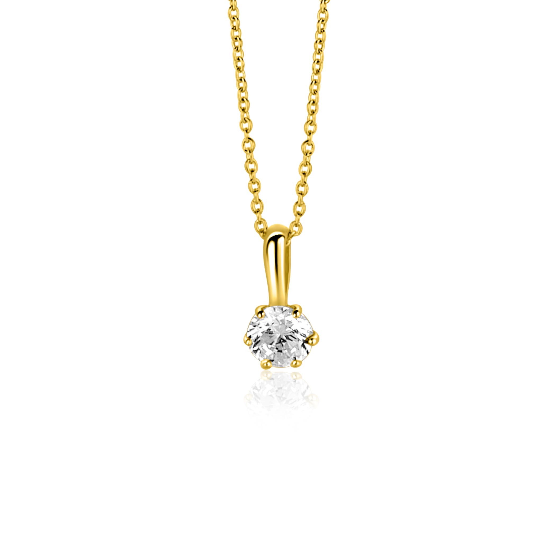 ZINZI GOLD hanger solitair zirconia 4.5mm