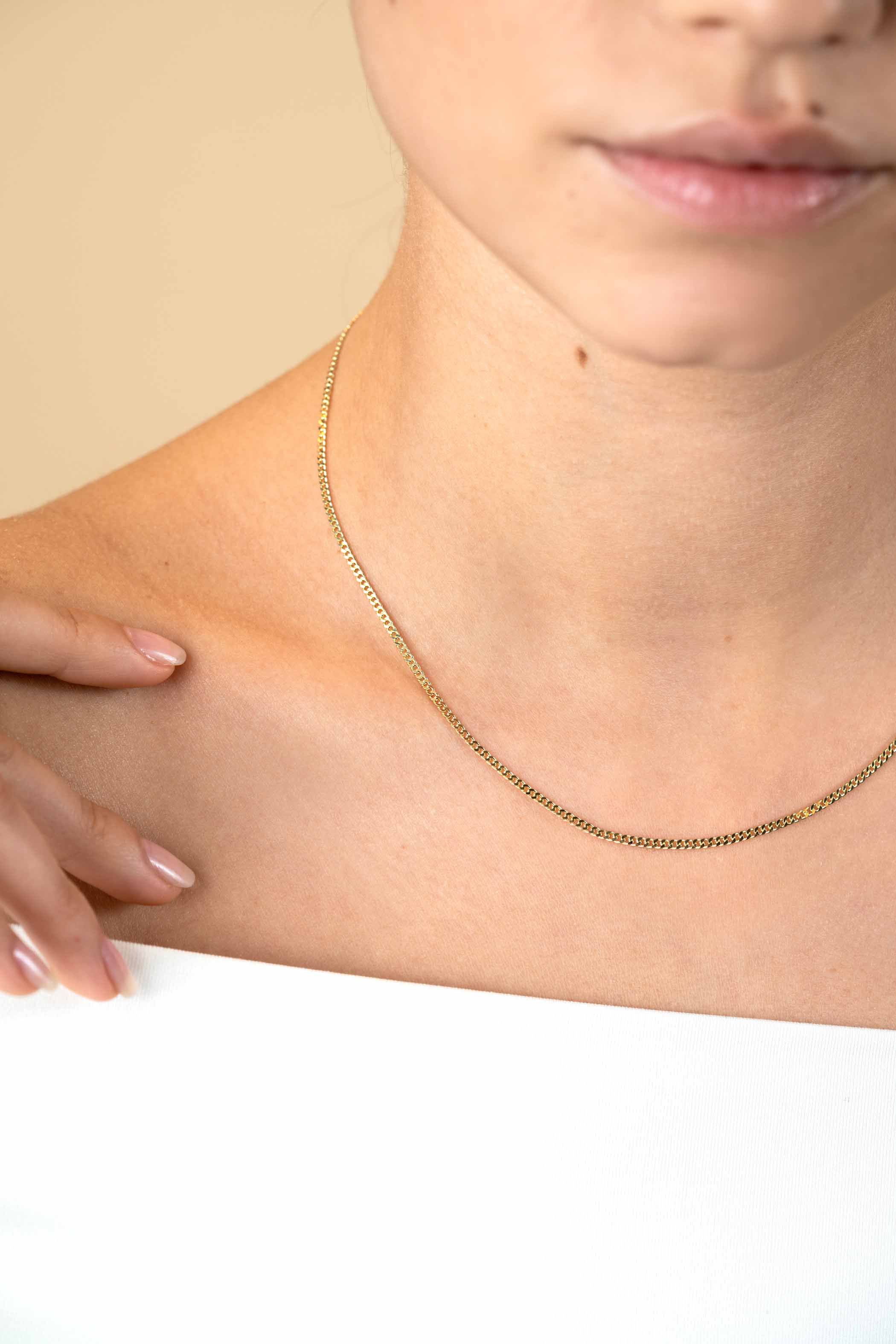 ZINZI 14K Gold Crub Chain Necklace 2,2mm width 43cm ZGC293