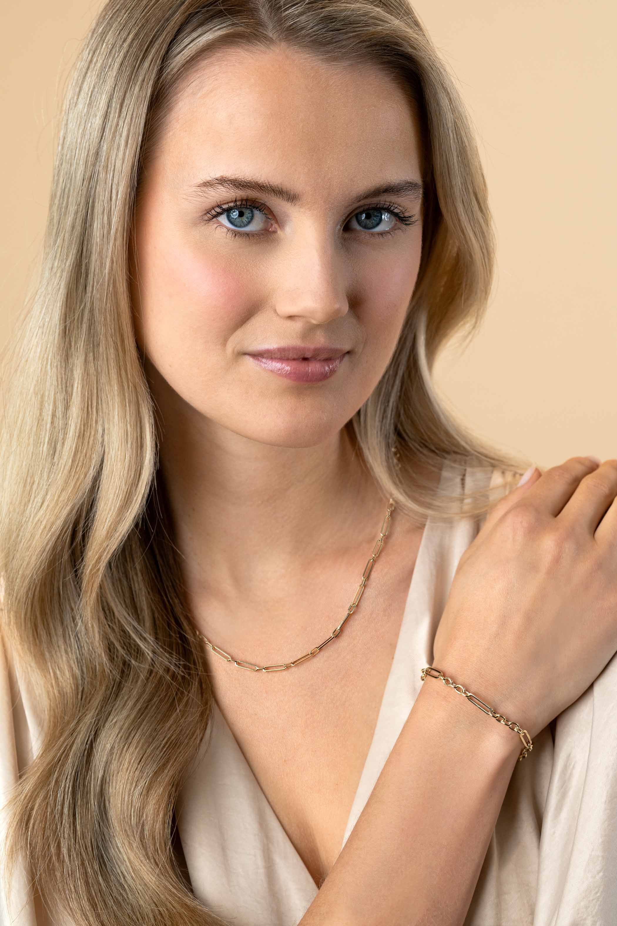 ZINZI 14K Gold Chain Necklace Paperclip and Rolo Chains 4mm width 45cm ZGC473