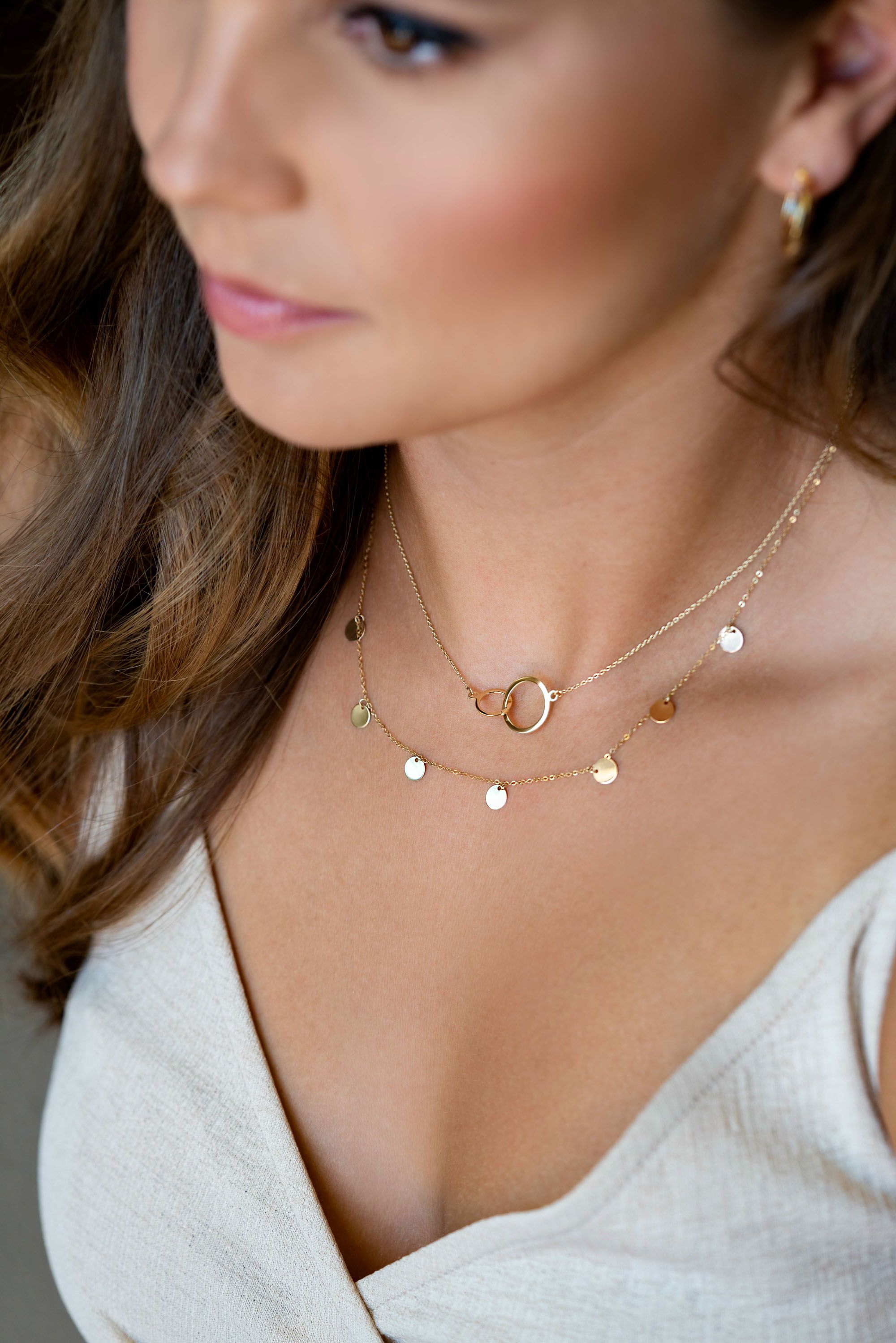 ZINZI 14K Gold Necklace Coins 45cm ZGC167