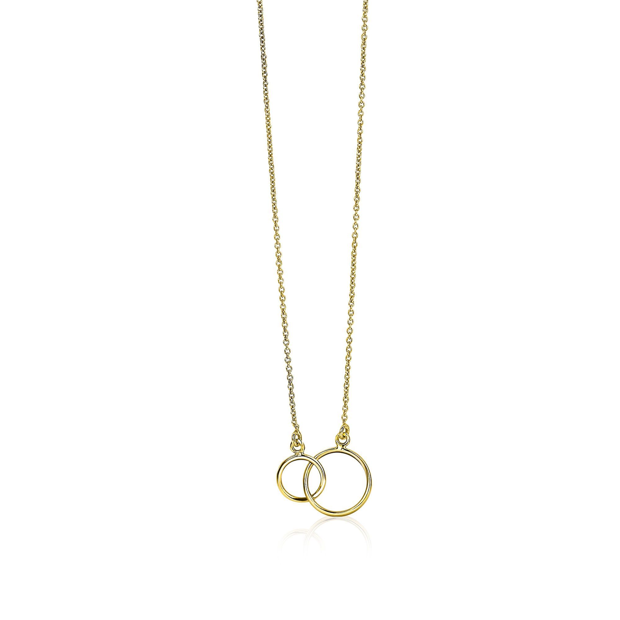 ZINZI 14K Gold Necklace with 2 Connected Open Circles 42cm ZGC115