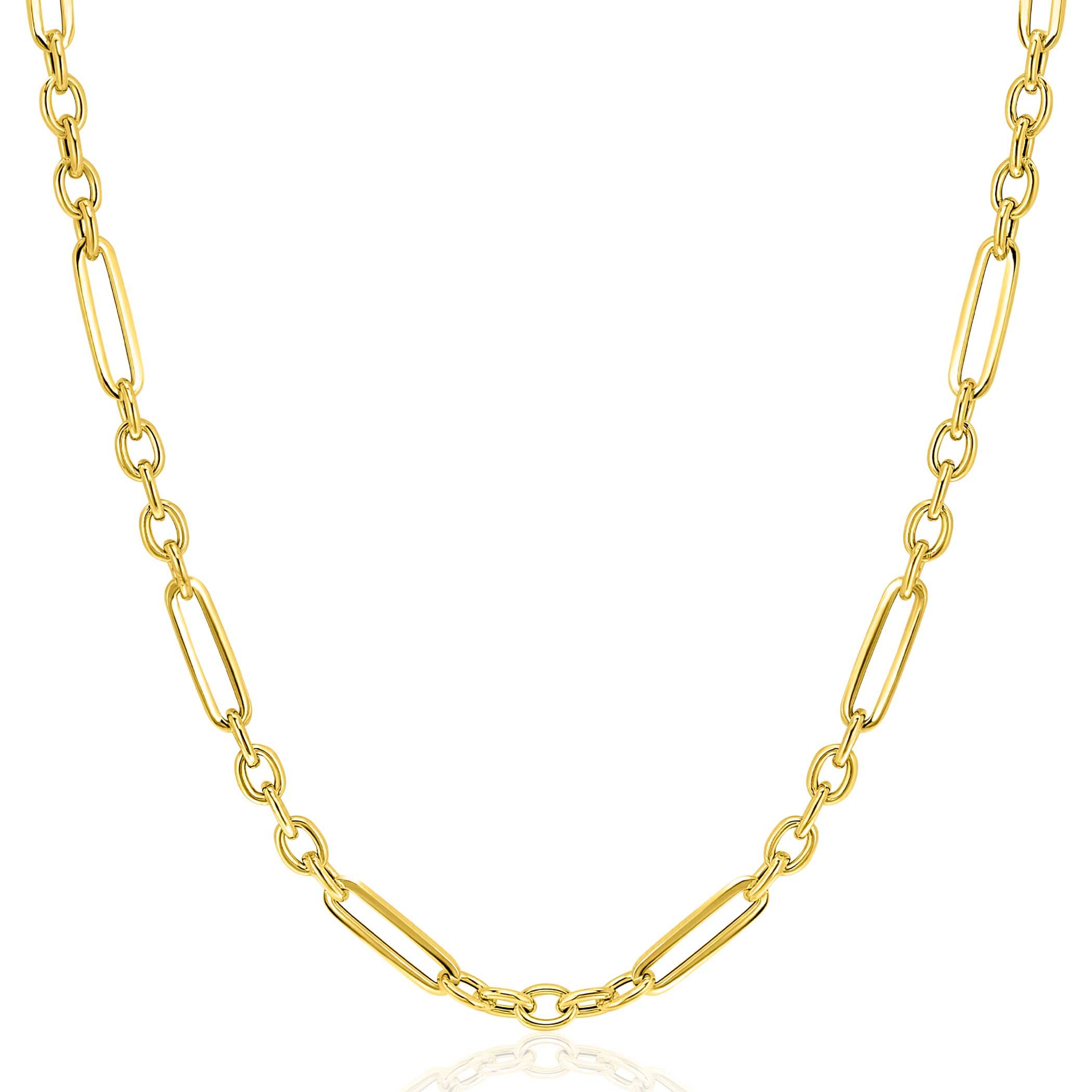 ZINZI 14K Gold Chain Necklace Paperclip and Rolo Chains 4mm width 45cm ZGC473