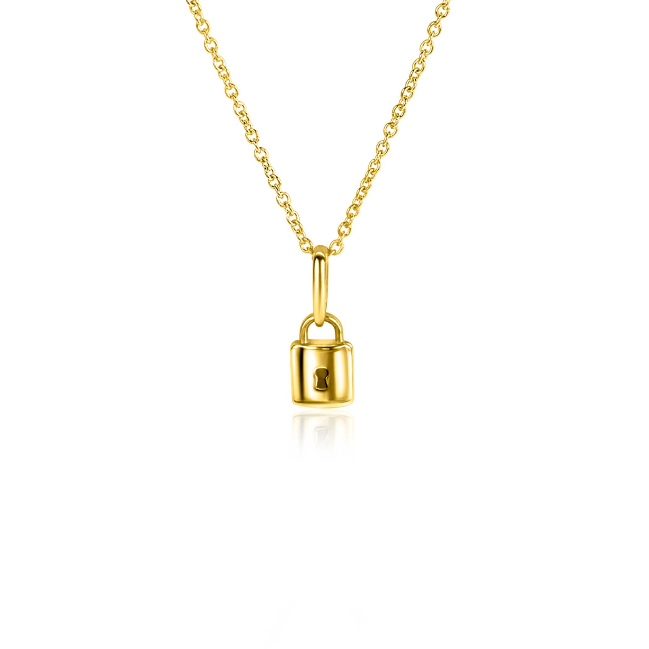 ZINZI 14K Gold Pendant Trendy Lock 5mm ZGH419 (excl. necklace)