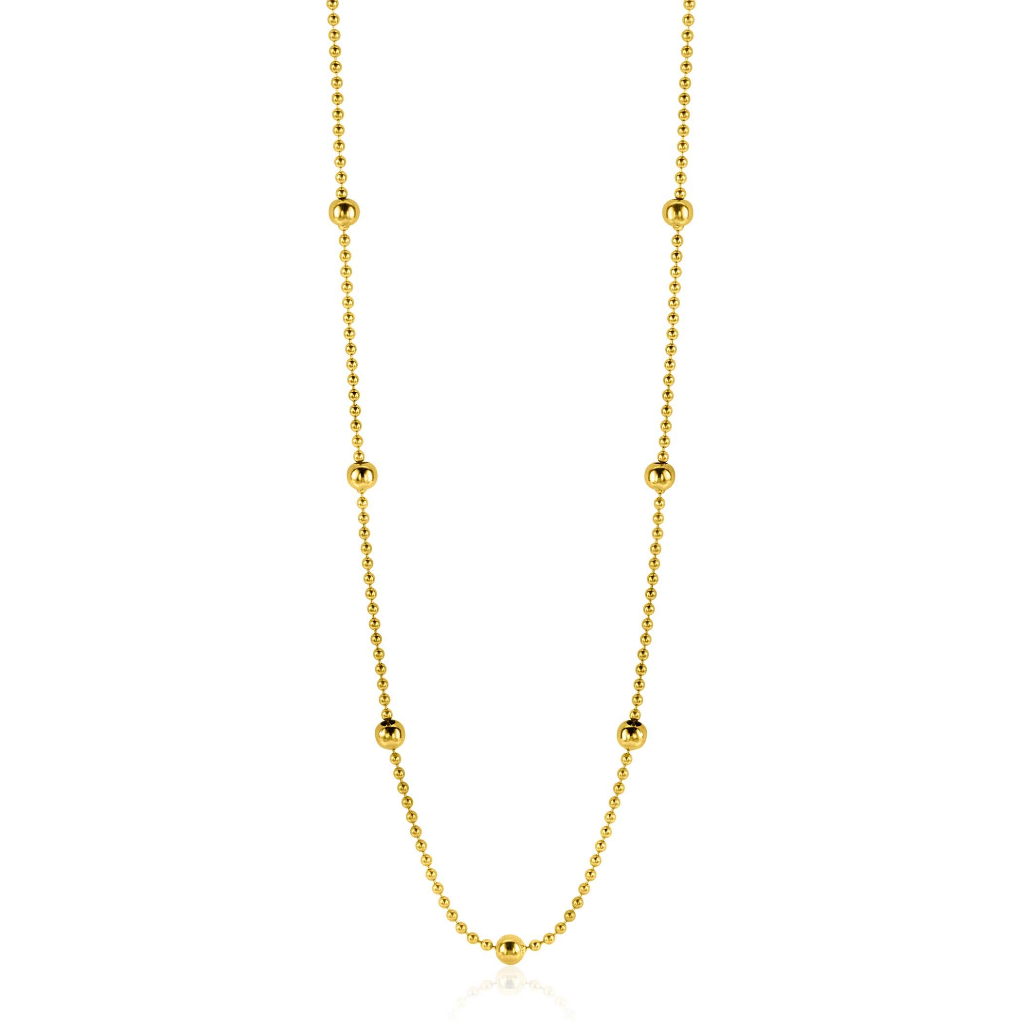 ZINZI 14K Gold Bead Necklace 3mm width 43cm ZGC311