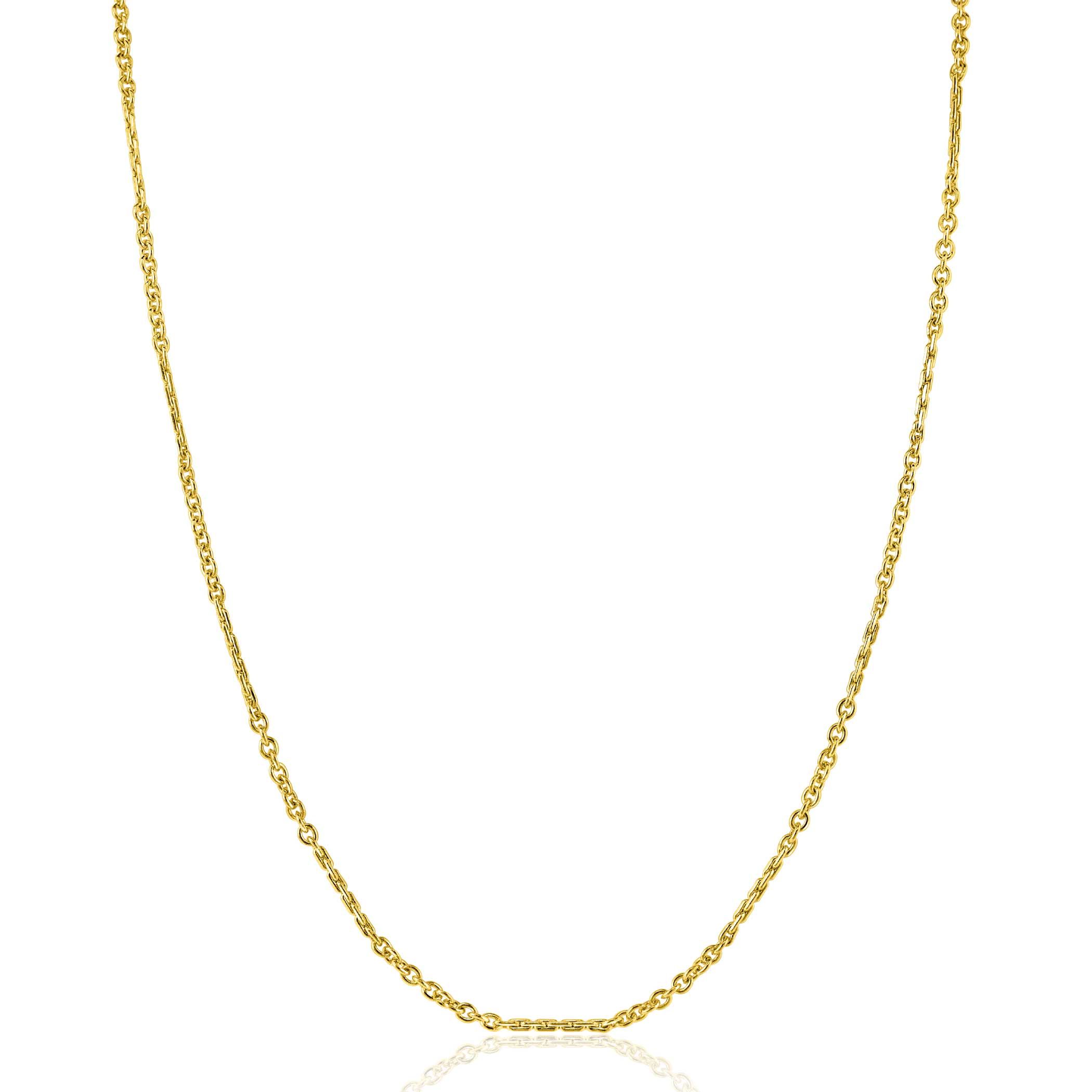 ZINZI Gold 14 carat solid gold necklace with crafted twisted bars and fine jasseron links, 2mm wide, 41-43cm ZGC500
