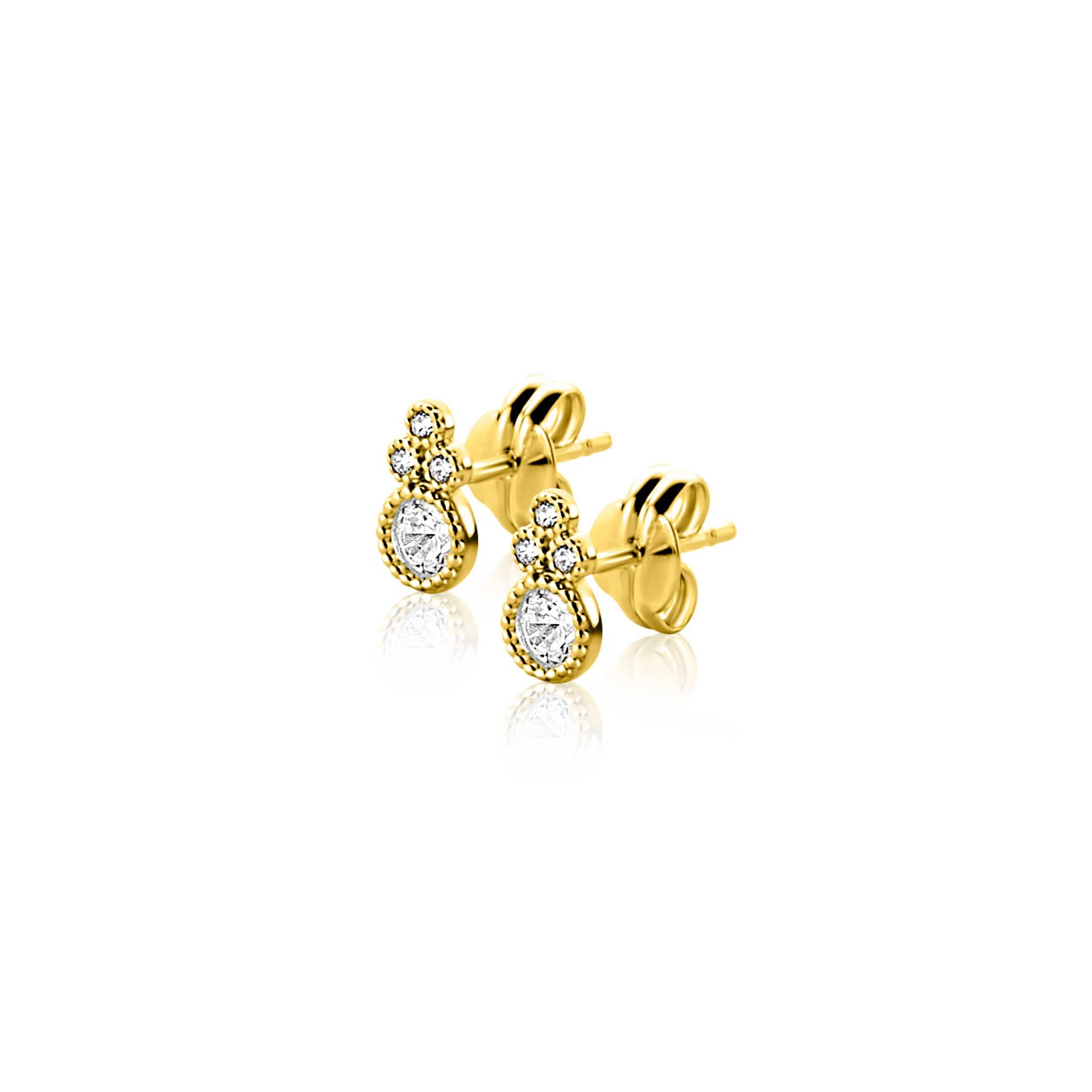 ZINZI GOLD oorknopjes fantasie met zirconia's