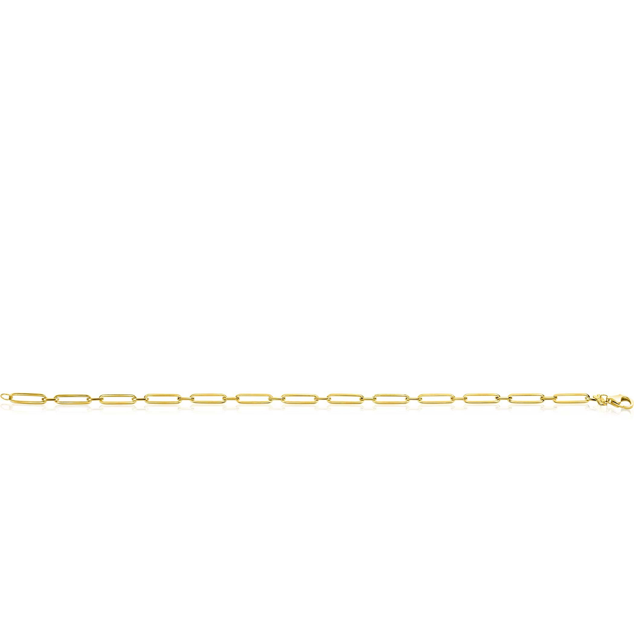 ZINZI 14K Gold Bracelet Paperclip Chains 3mm width 19cm ZGA470