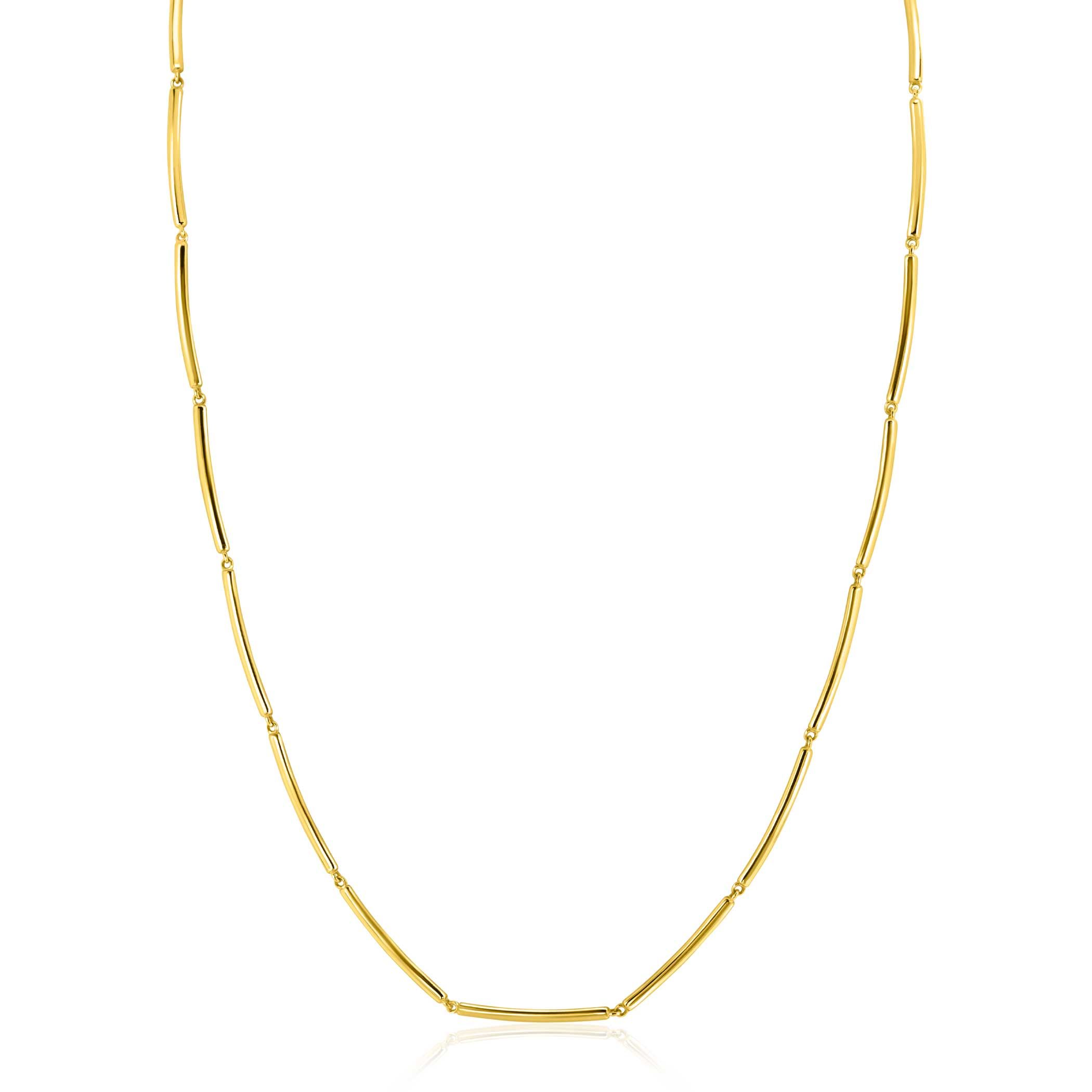 ZINZI 14K Gold Necklace Rectangular Bars Square Tube 1,6mm width 40-43cm ZGC461