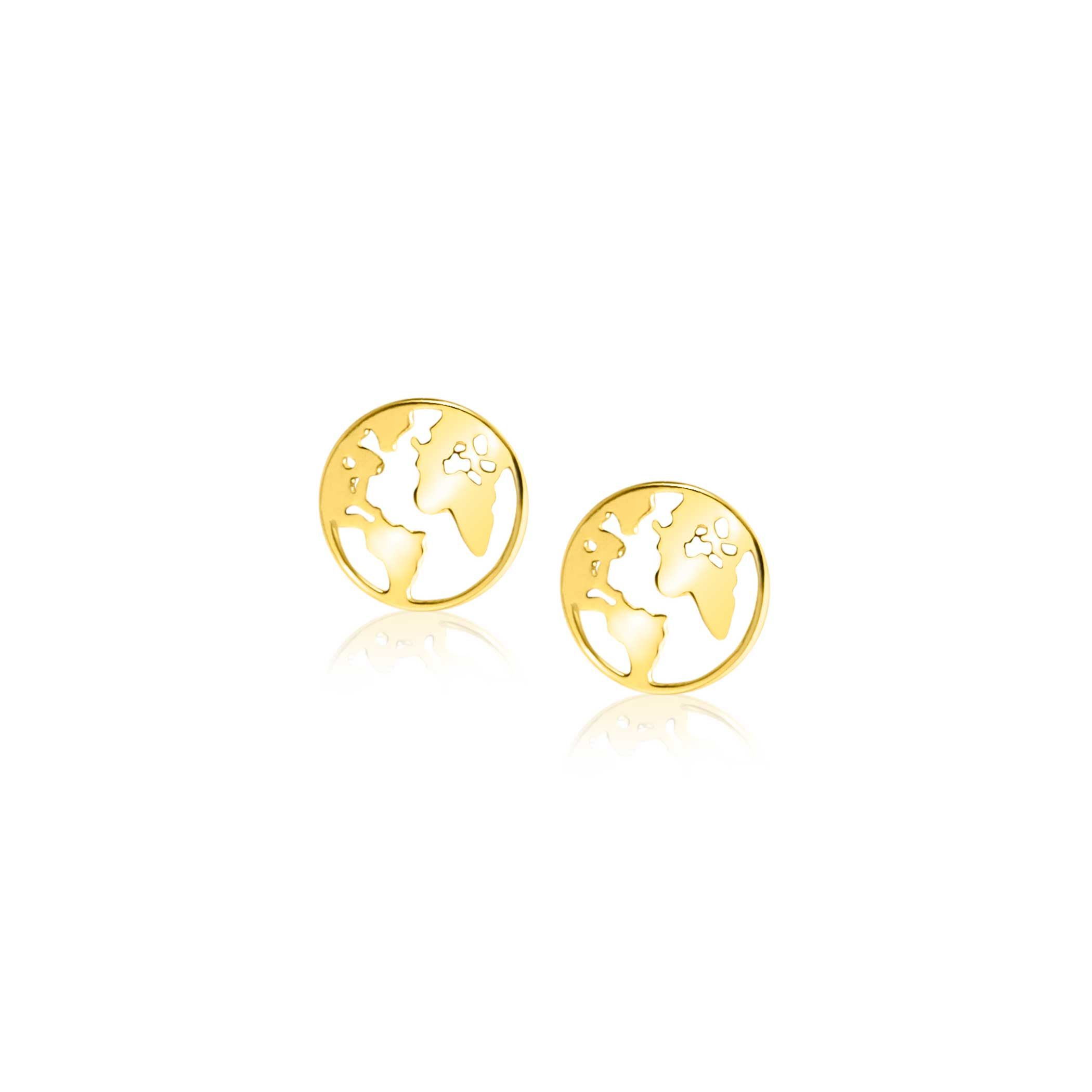 6,5mm ZINZI 14K Gold Stud Earrings World Map ZGO474