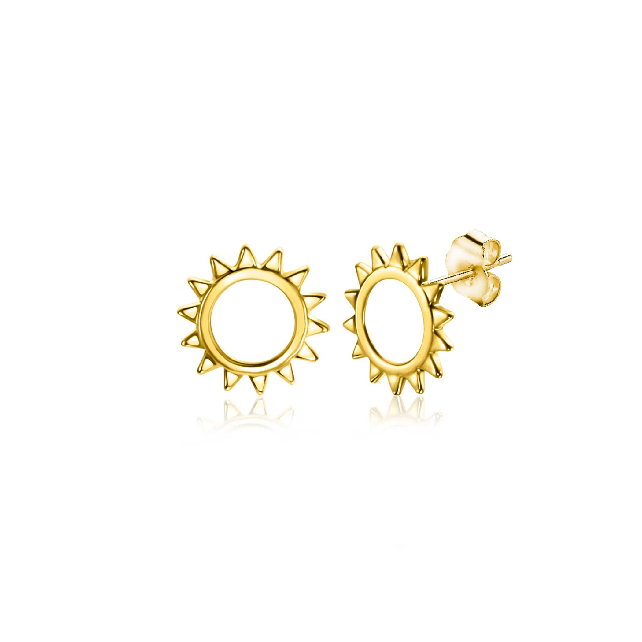 8mm ZINZI 14K Gold Stud Earrings Sun ZGO401