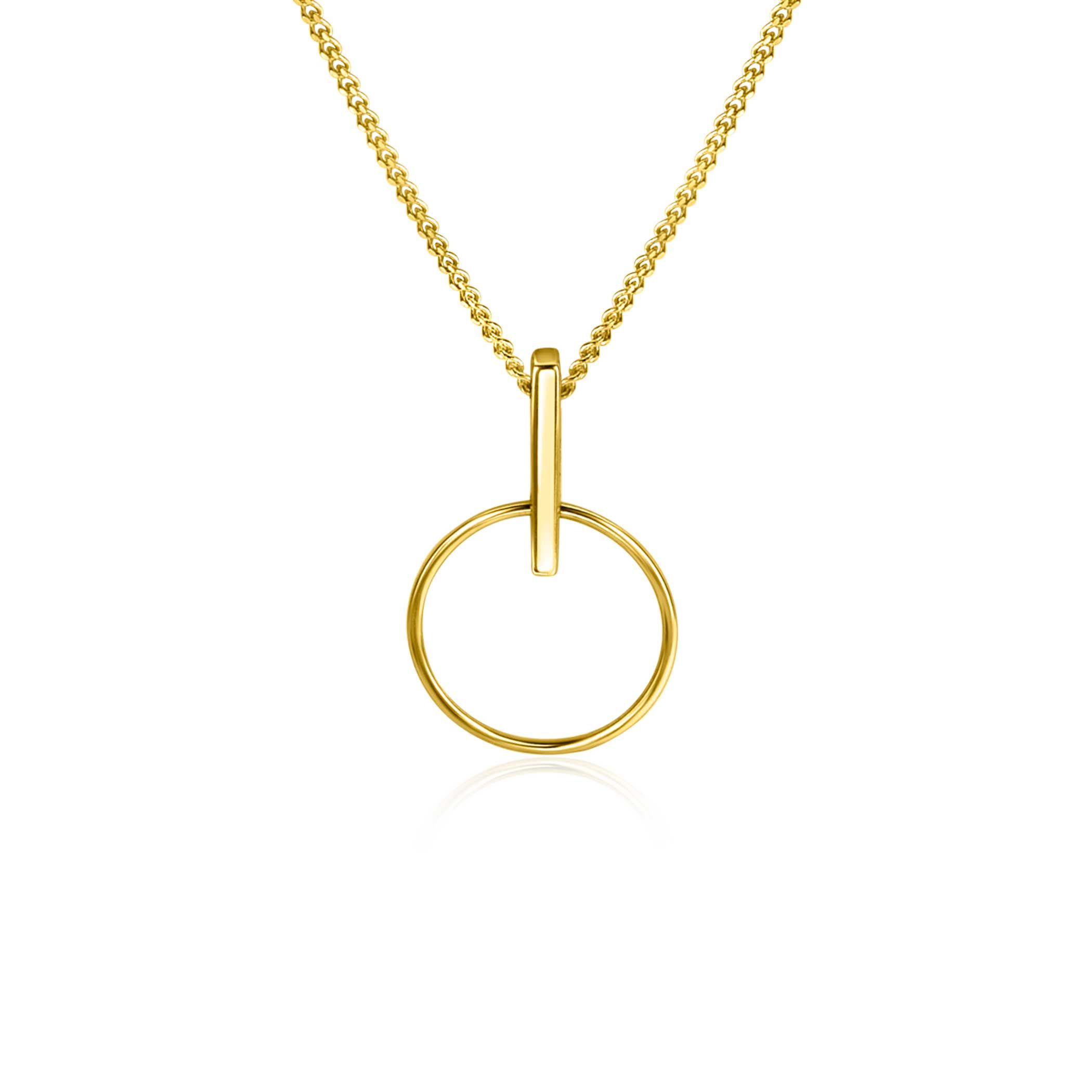 18mm ZINZI 14K Gold Pendant Open Circle and Trendy Bar as Bail ZGH404 (excl. necklace)