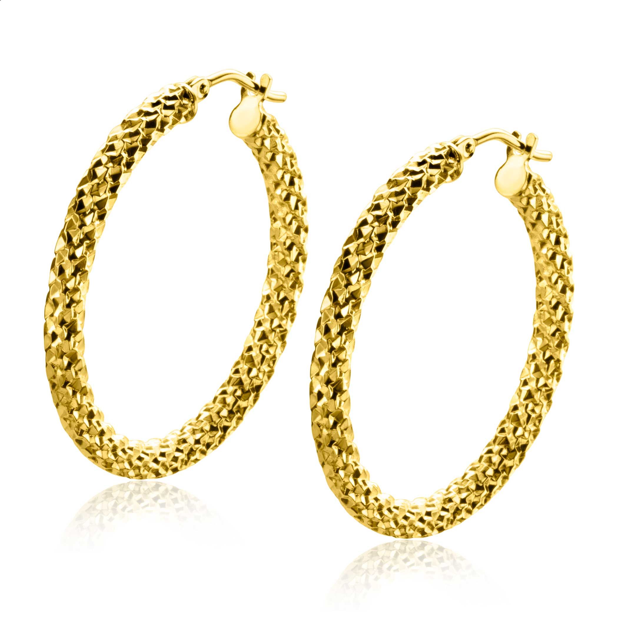 28mm ZINZI 14K Gold Hoop Earrings 3mm width ZGO329