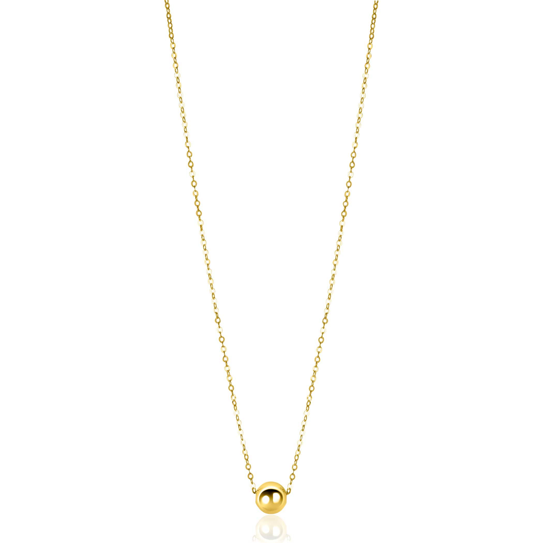 ZINZI Gold 14 carat gold link necklace with elegant smooth bead of 6mm, 42-45cm ZGC505
