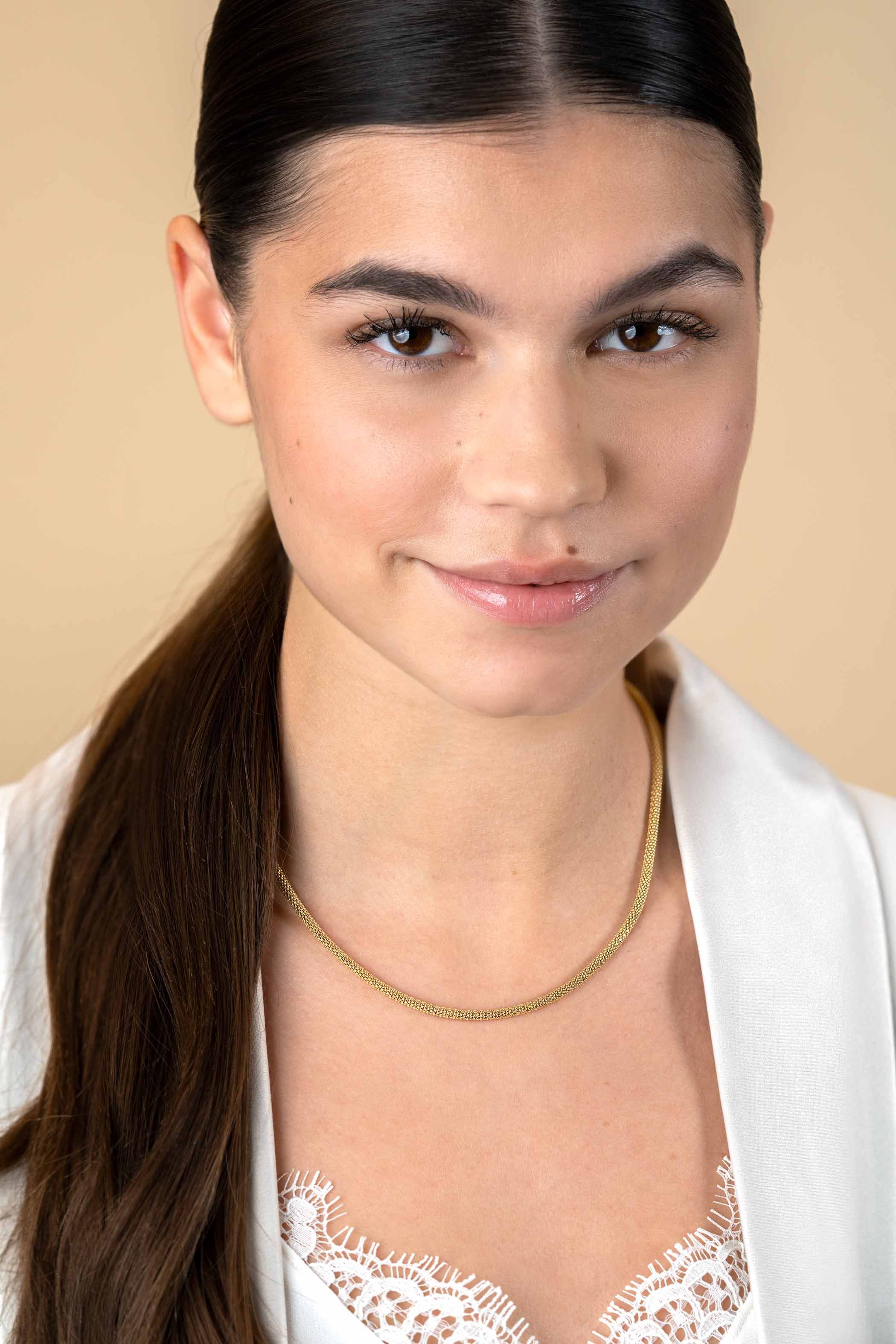ZINZI 14K Gold Popcorn Chain Necklace 3mm width 43cm ZGC380